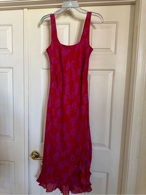 Ann Taylor Hot Pink and Fuchsia Floral Midi Dress